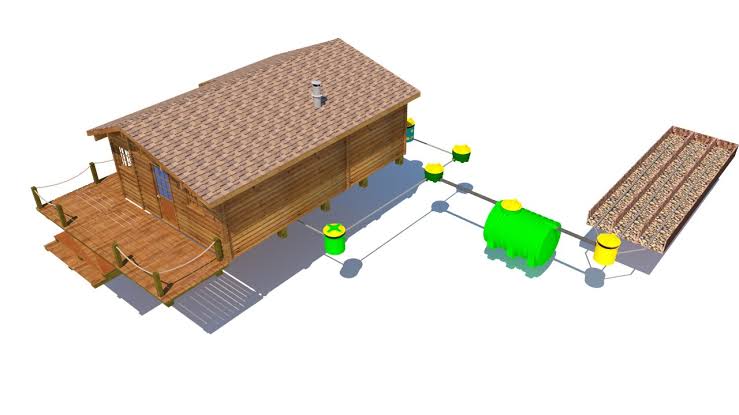 Esquema de una vivienda con conexiones sanitarias, imagen referencial